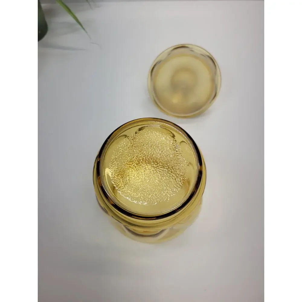 Vintage LE Smith Bubble Amber Glass Canister Jar Apothecary Cookie Container Lid